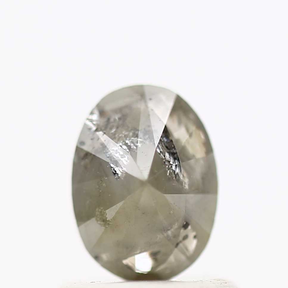 0.83 Carat Design Oval Salt Pepper Diamond Engagement Ring 6.44 MM