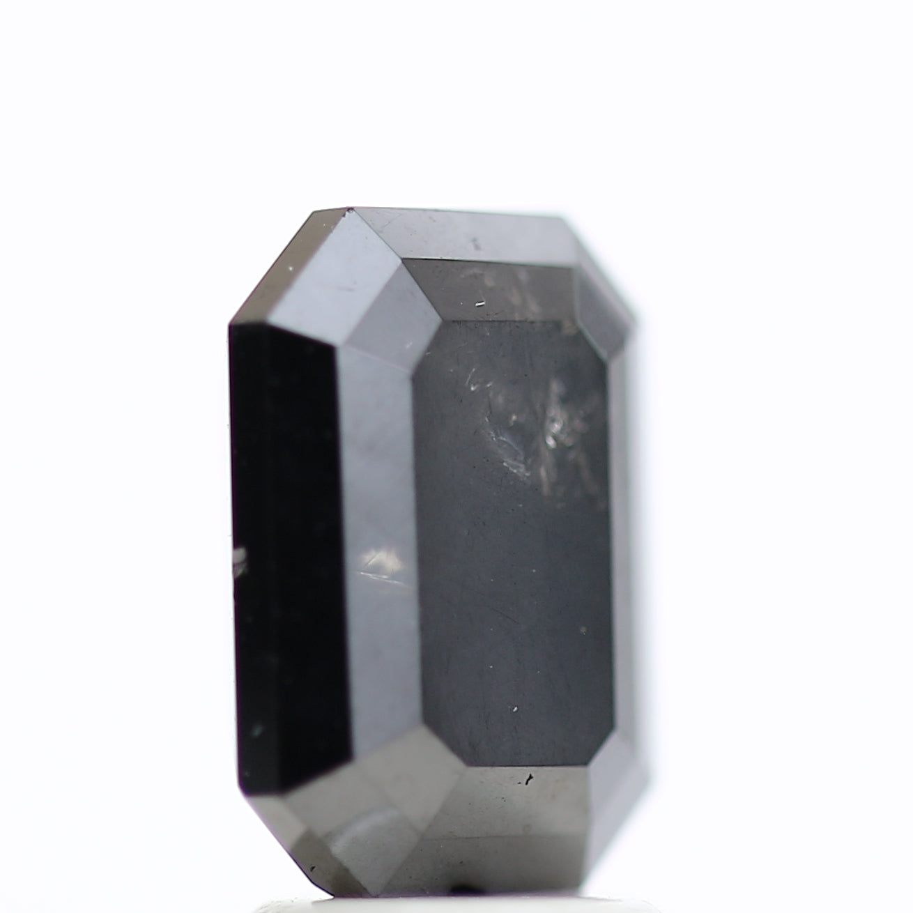 3 Ct Black Emerald Cut Diamond Natural Salt and Pepper Diamond 9.42 MM