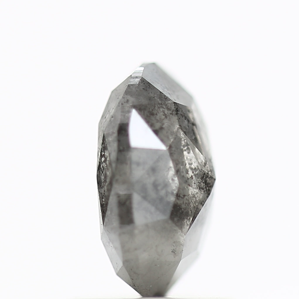 1.31 Carat Natural Salt Pepper Diamond Gray Rose Cut Brilliant Oval 7.72 MM