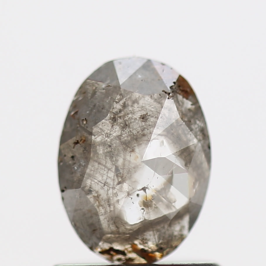 0.52 Carat Oval Rose Cut Salt and Pepper Diamond 6.80 MM