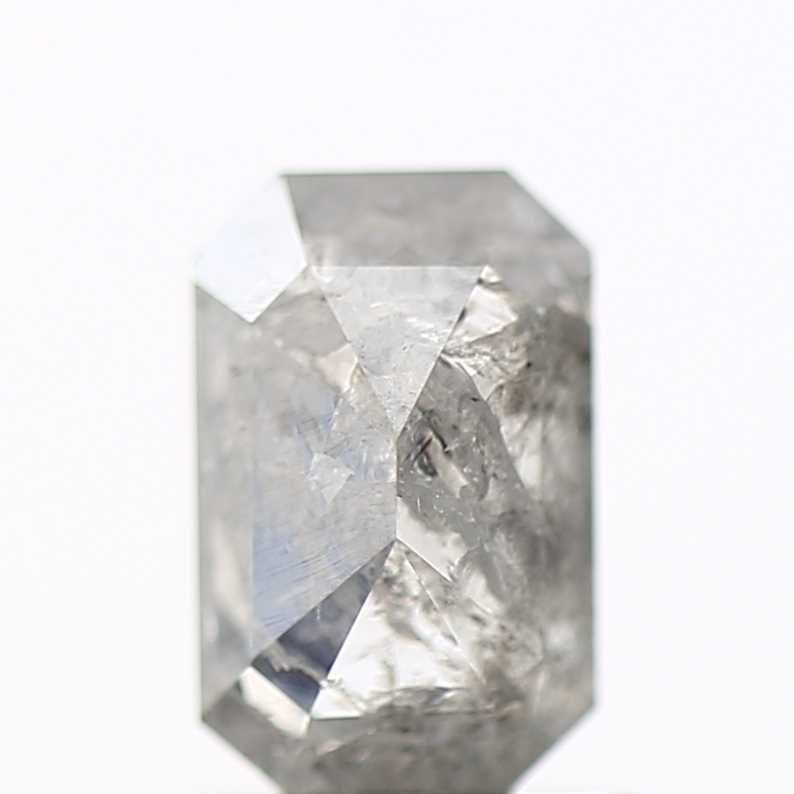 0.94 Carat 7.08 MM Fancy Icy Gray Emerald Cut Salt and Pepper Diamond - Blackdiamond
