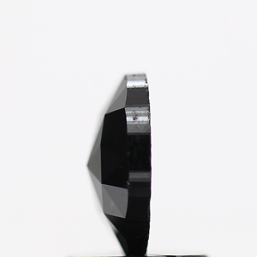 0.69 Carat Oval Rose Cut Natural Black Diamond 7 MM