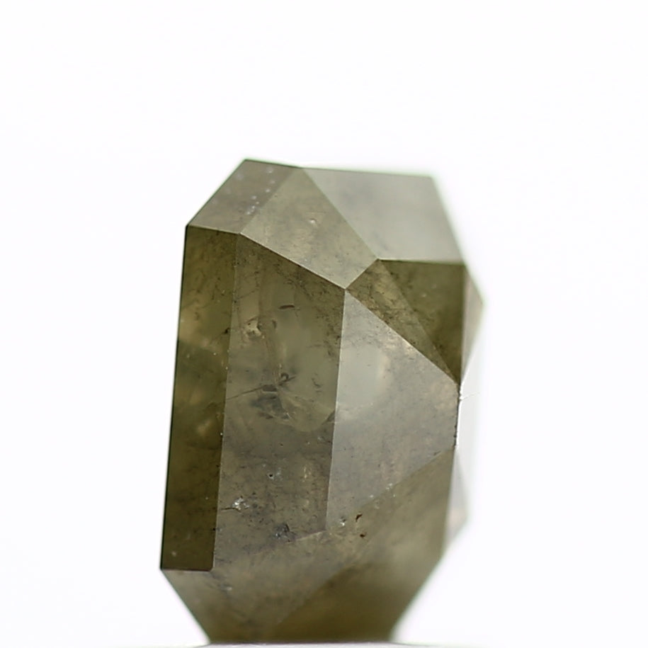 1.23 Carat 6.5 MM Natural Rustic Green Gray Emerald Loose Diamond - Blackdiamond