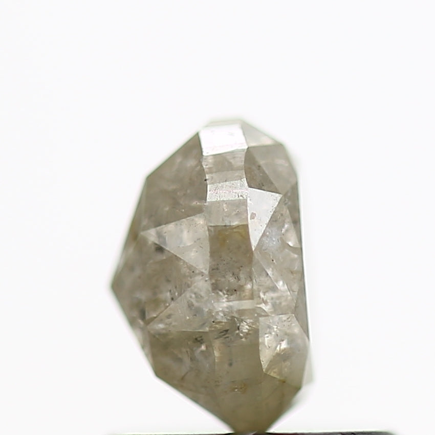 0.91 Carat Natural Rustic Oval Grey Diamond 6 MM