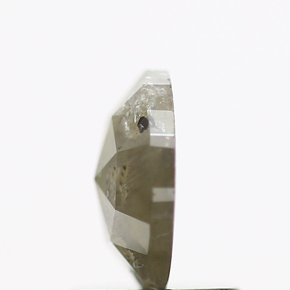 0.76 Carat Rose Cut Gray Oval Shape Natural Diamond 7 MM