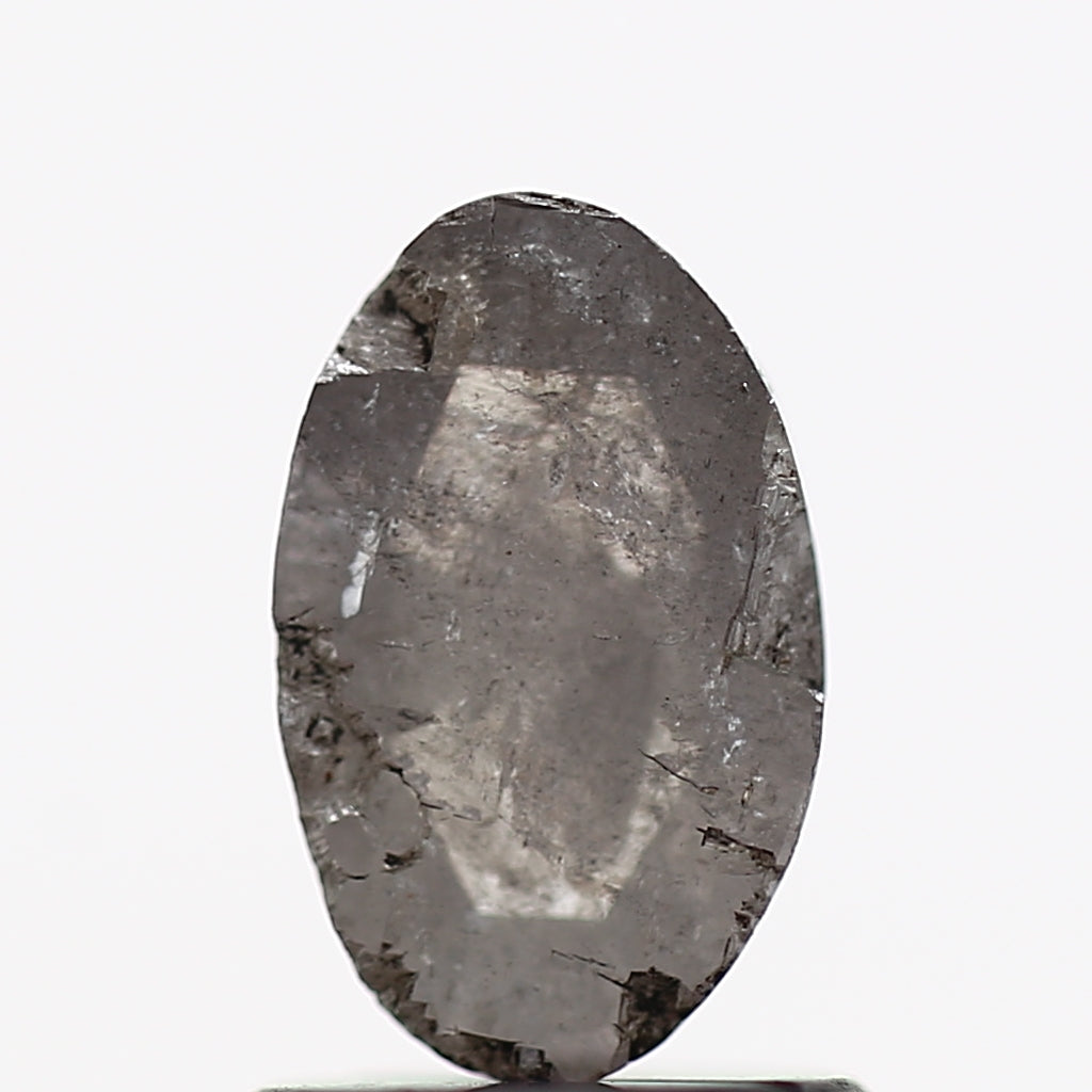 0.89 Carat Oval Elongated Salt and Pepper Natural Diamond 8.10 MM