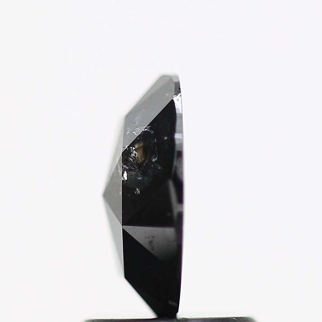0.94 Carat Oval Rose Cut Natural Black Diamond 8 MM