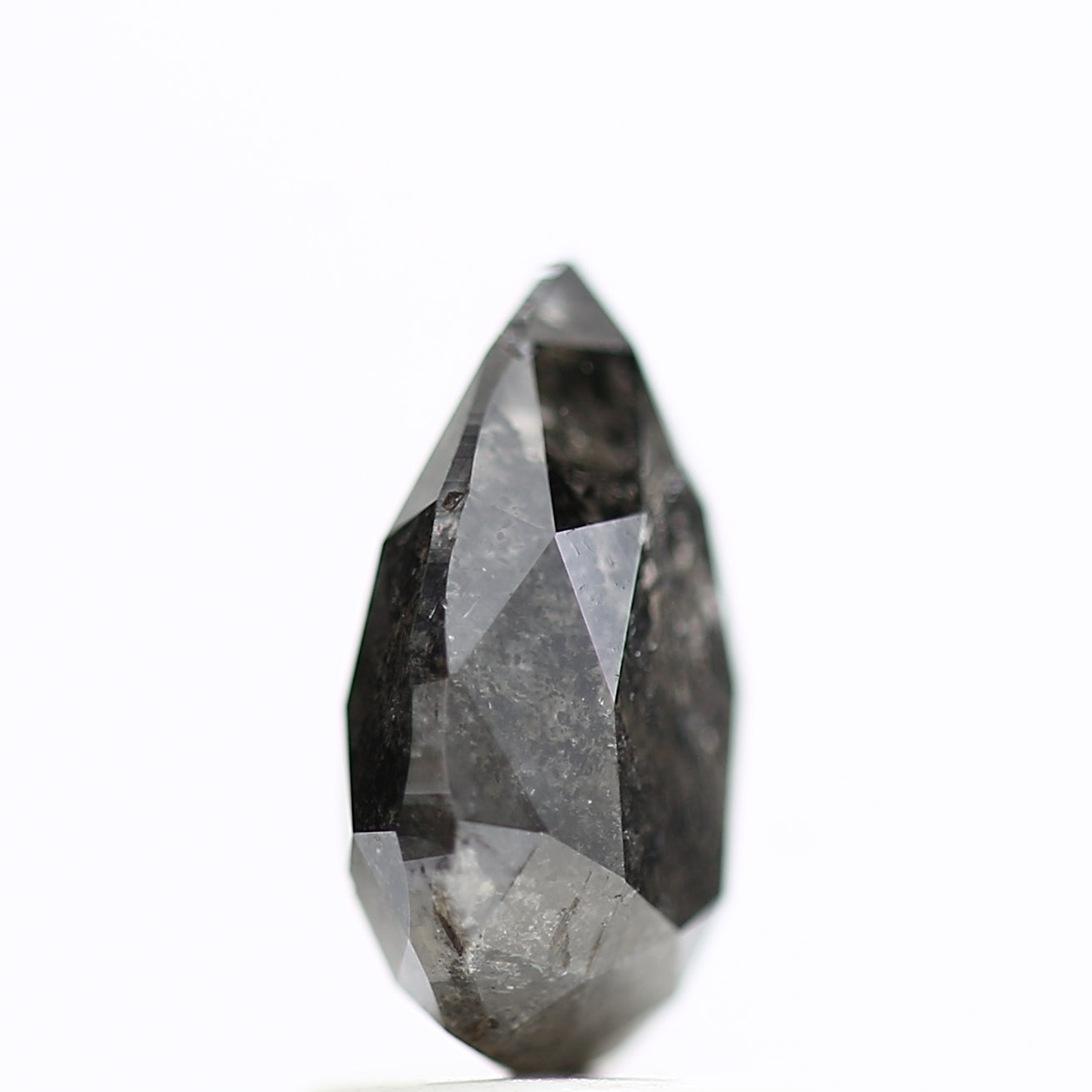 2.02 Carat Salt & Pepper Pear Diamond Double Cut Diamond 9.38 MM