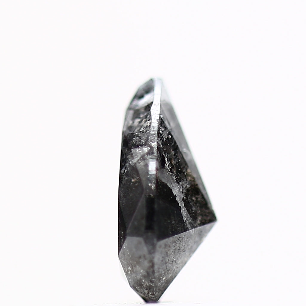 0.77 Carat Natural Black Pear Diamond For Salt Pepper Ring