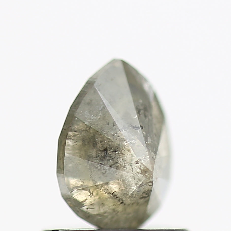 0.79 Carat Natural Pear Gray Salt and Pepper Diamond 6.43 MM