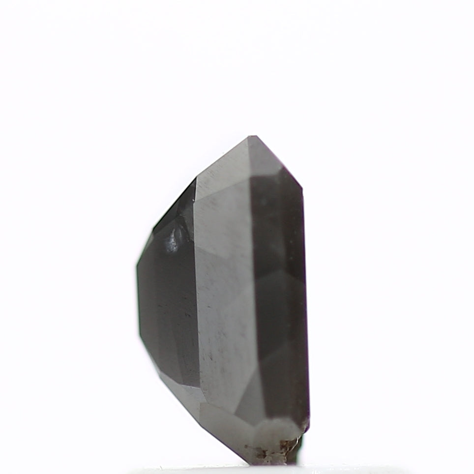 1.03 Carat 6.44 MM Natural Gray Rustic Emerald Cut Loose Diamond - Blackdiamond