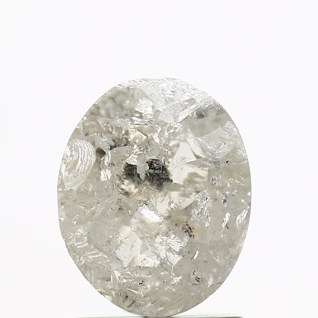 1.23 Carat Natural Oval Icy Salt and Pepper Diamond 7.35 MM