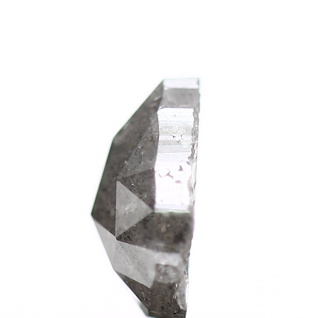 0.97 Carat Natural Gray Pear Rose Cut Salt and Pepper Diamond