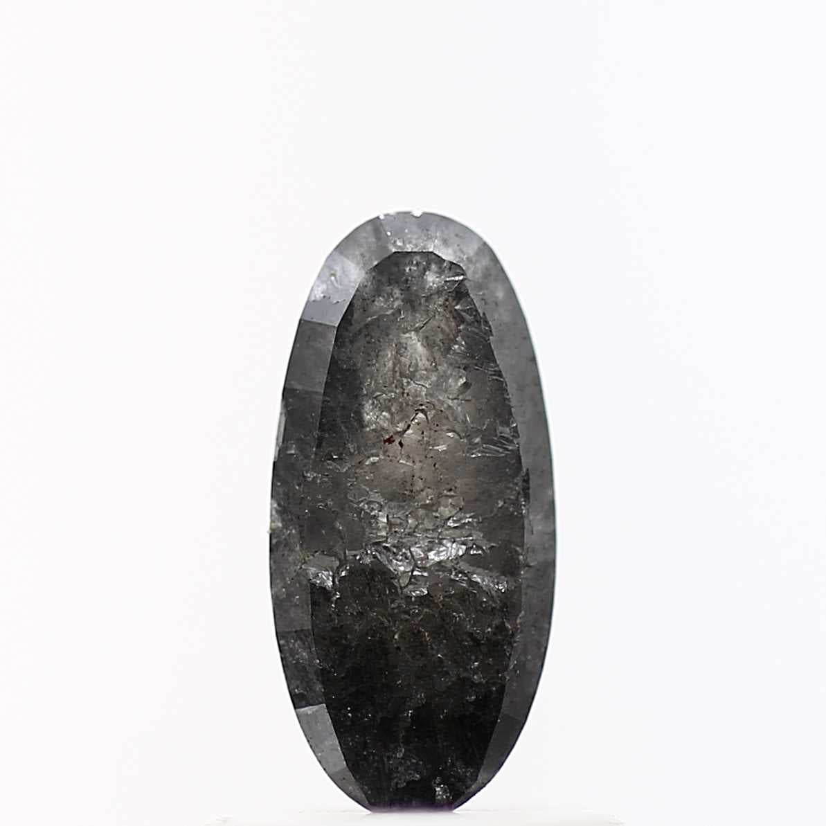 0.81 Carat Elongated Oval Cut Salt and Pepper Diamond 8.37 MM