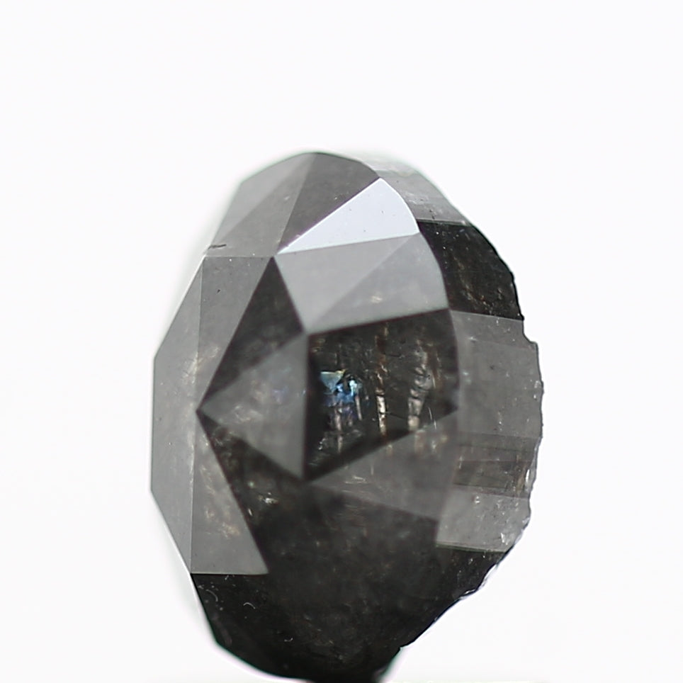1.43 Carat Oval Rose Cut Natural Gray Salt and Pepper Loose Diamond 7.2 MM