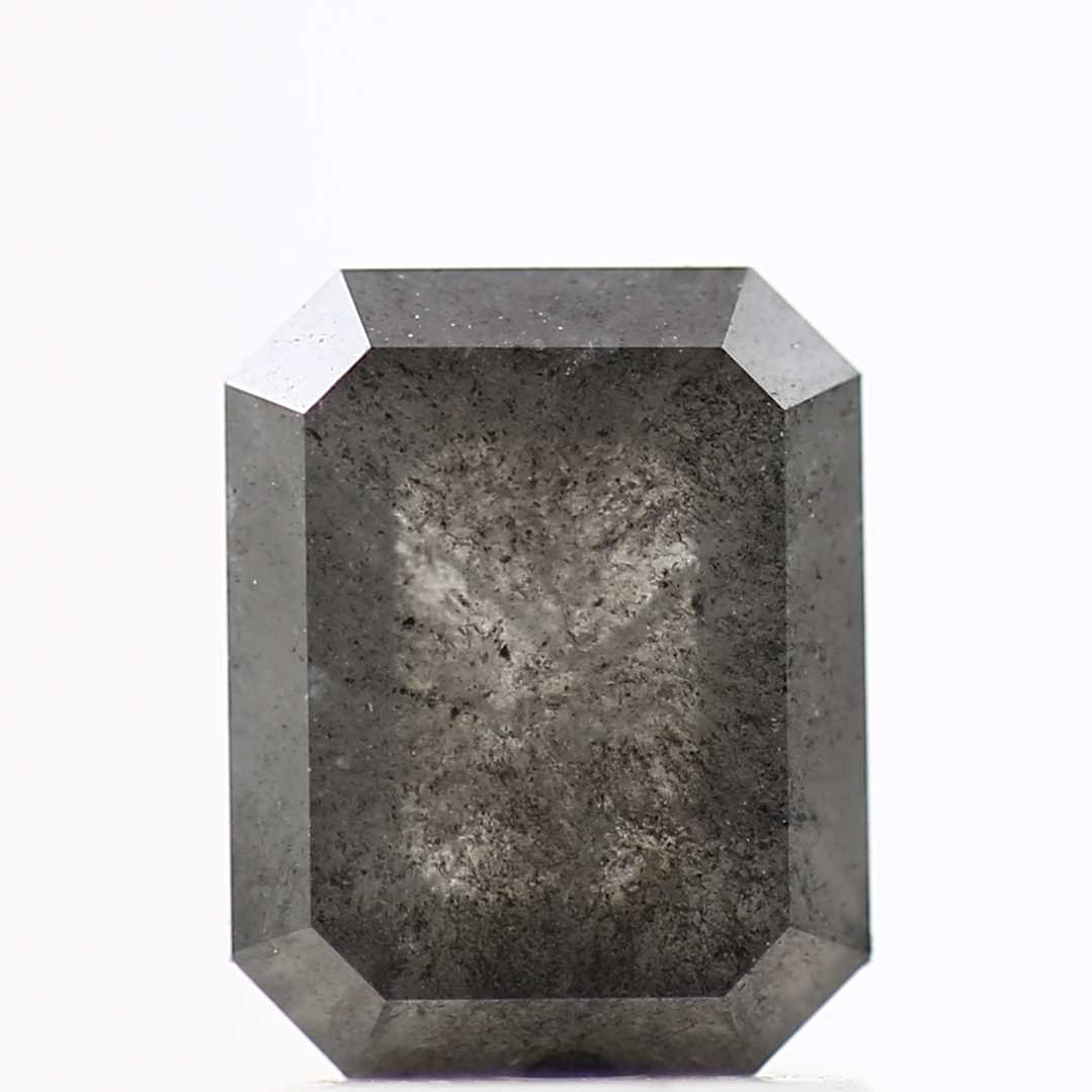 1.67 Carat 7.63 MM Fancy Gray Emerald Cut Salt and Pepper Diamond - Blackdiamond