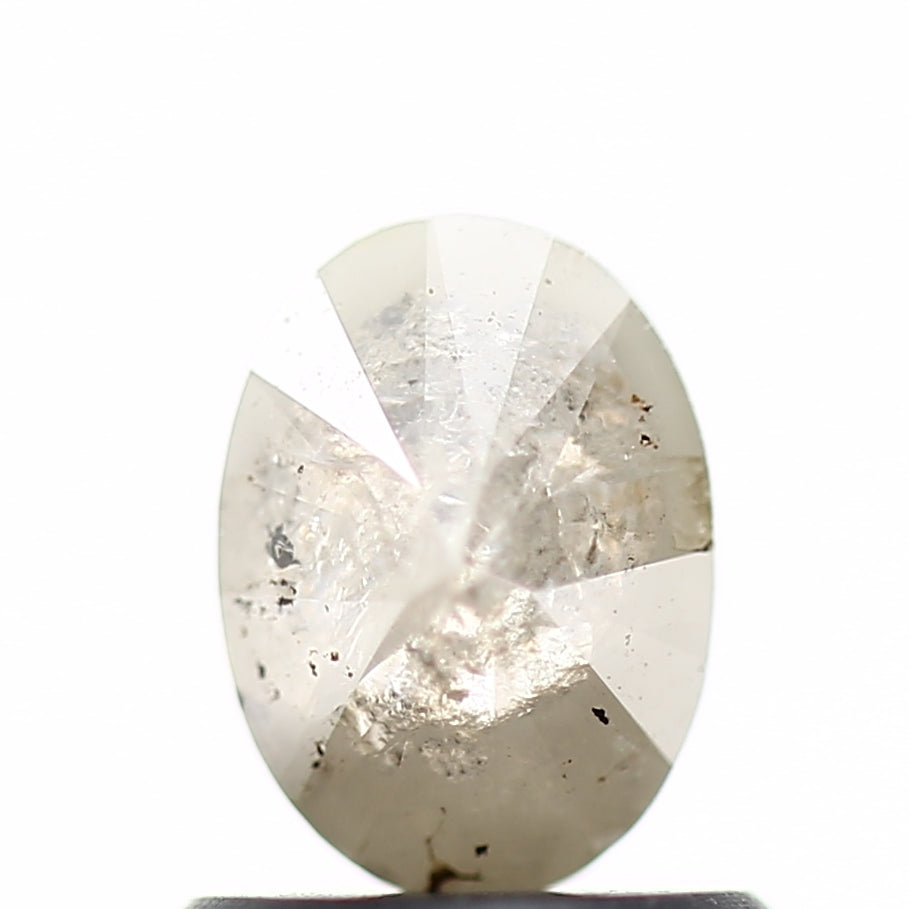0.80 Carat Natural Milky Gray Oval Salt Pepper Diamond 6.60 MM