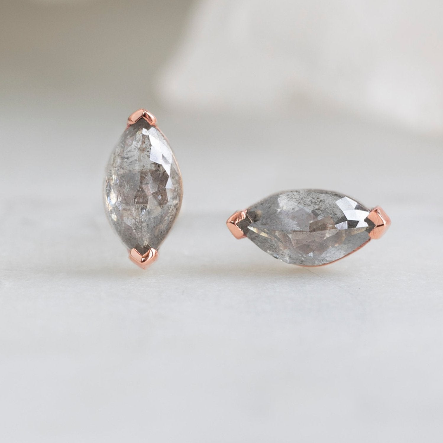 0.50 Carat Salt and Pepper Marquise Diamond Earrings