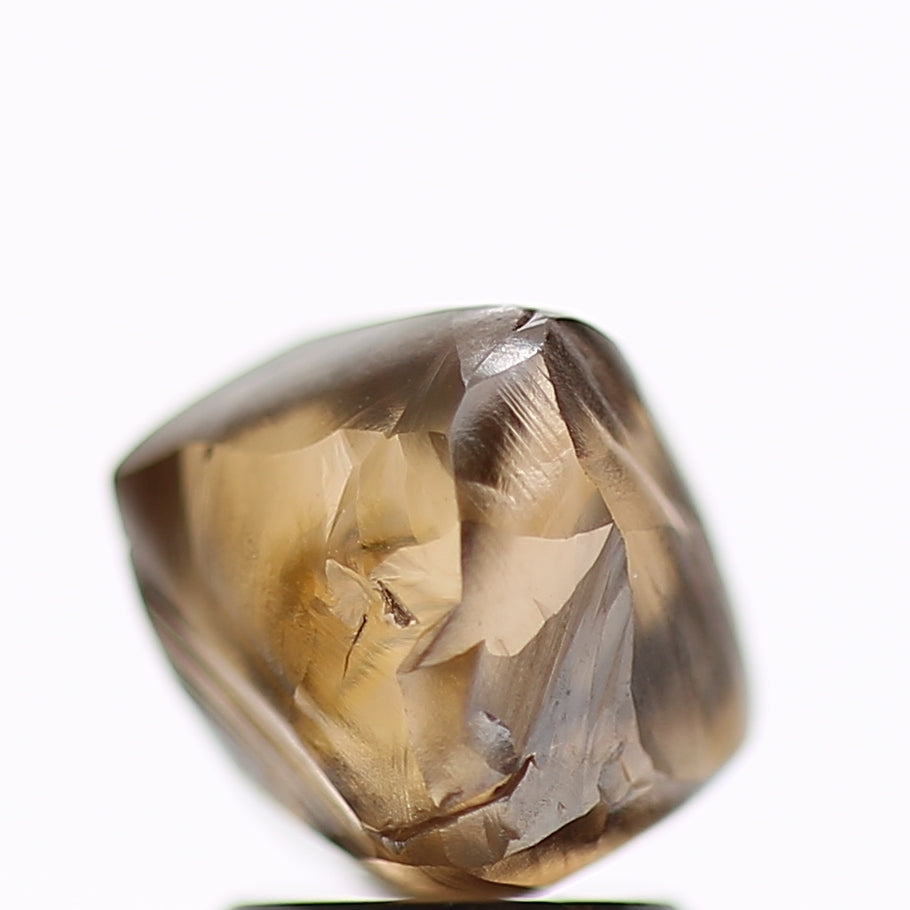 3.73 Carat Natural Octahedron Fancy Champagne Brown Rough Diamond 9.11 MM