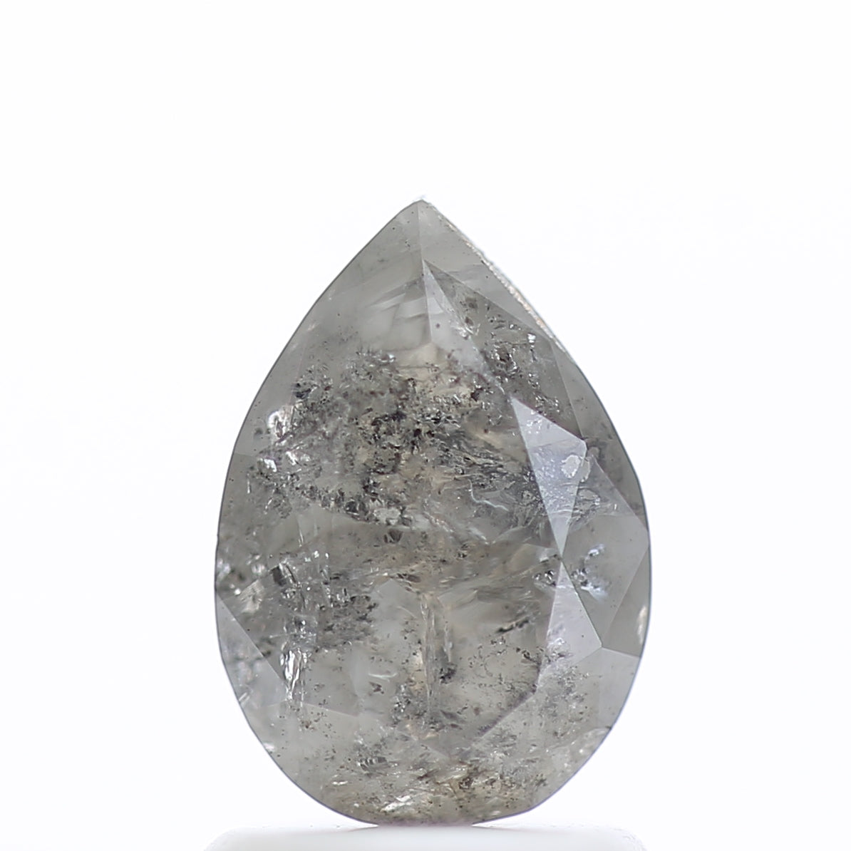 1.24 Carat Gray Pear Salt and Pepper Natural Diamond 8.48 MM