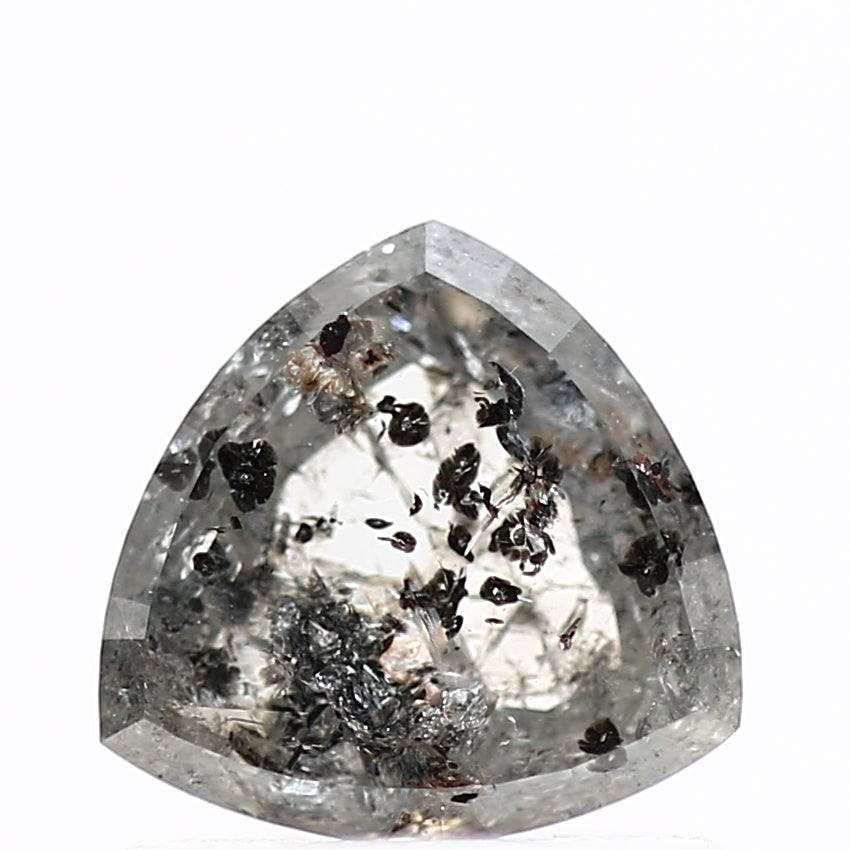 0.70 Carat 5.96 MM Natural Fancy Gray Trillion Salt and Pepper Diamond - Blackdiamond