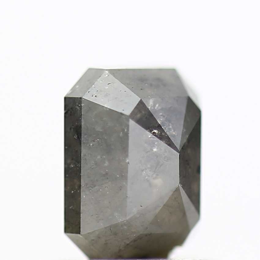 1.15 Carat 6.02 MM Natural Gray Emerald Cut Salt and Pepper Diamond - Blackdiamond