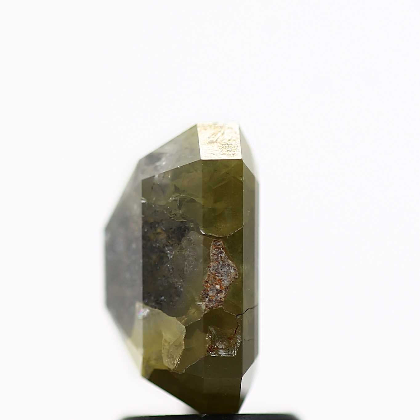 3.22 Carat 9.04 MM Rustic Green Yellow Emerald Cut Natural Diamond - Blackdiamond