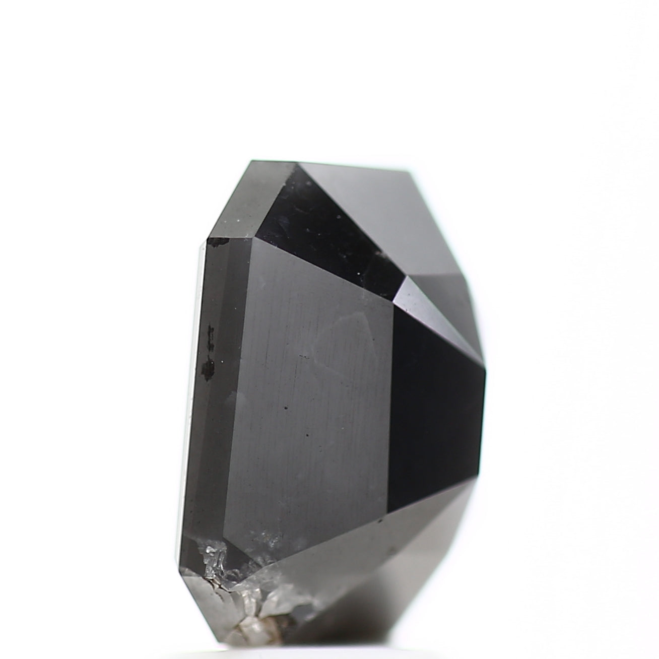 3.31 Carat 9.25 MM Emerald Cut Black Gray Natural Loose Rustic Diamond - Blackdiamond