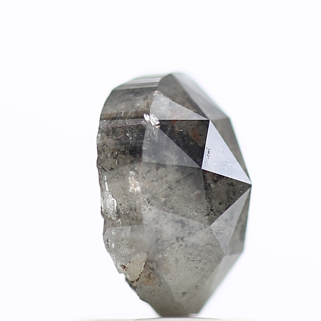 1.54 Carat Natural Gray Oval Rose Cut Salt And Pepper Diamond 7.42 MM