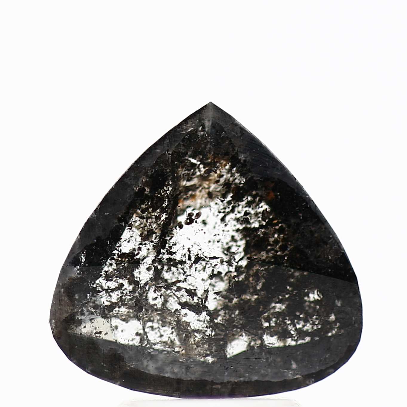 1.83 Carat Natural Rose Cut Salt and Pepper Pear Diamond 9.99 MM