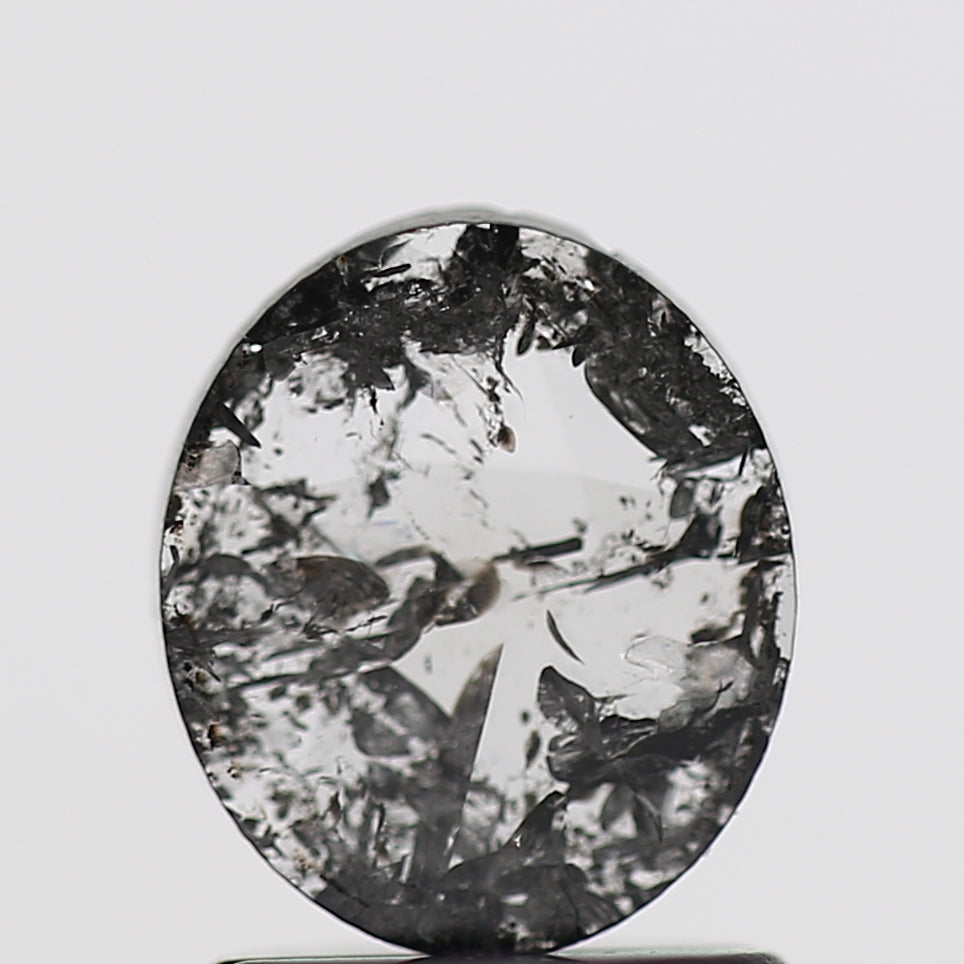 0.73 Carat Oval Slice Polki Salt and Pepper Diamond 7.20 MM