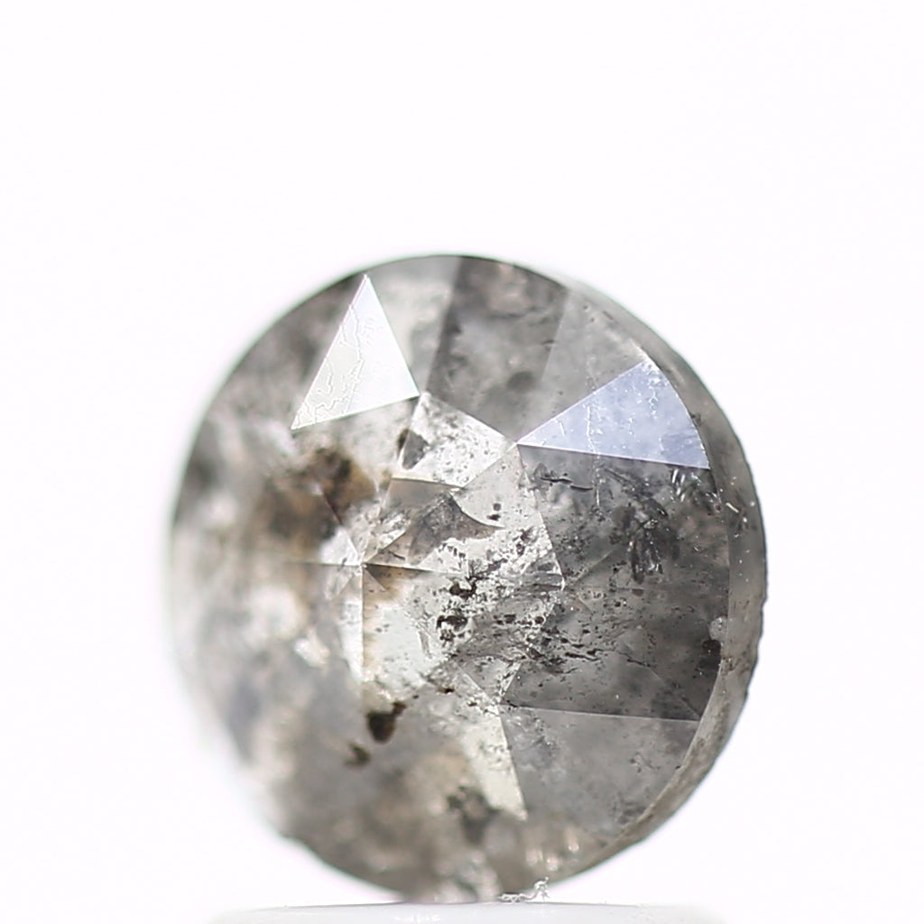 0.98 Carat 6.9 MM Natural Gray Rose Cut Salt and Pepper Diamond - Blackdiamond