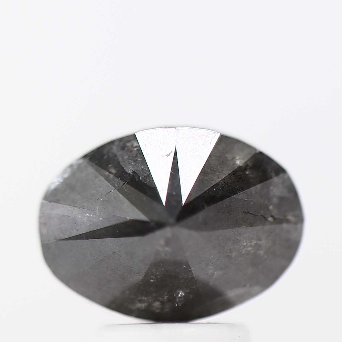 2.53 Carat Salt and Pepper Fancy Black Diamond Oval Shape 10 MM
