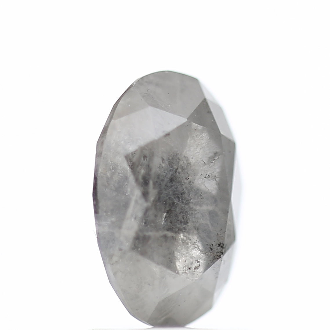 1.60 Carat Rose cut Fancy Gray Oval Salt and Pepper Diamond 8.52 MM