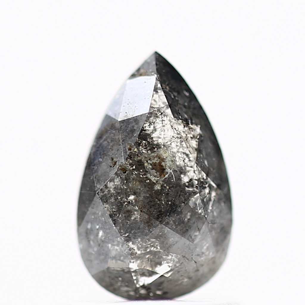 0.82 Carat Natural Pear Salt and Pepper Diamond 8.04 MM