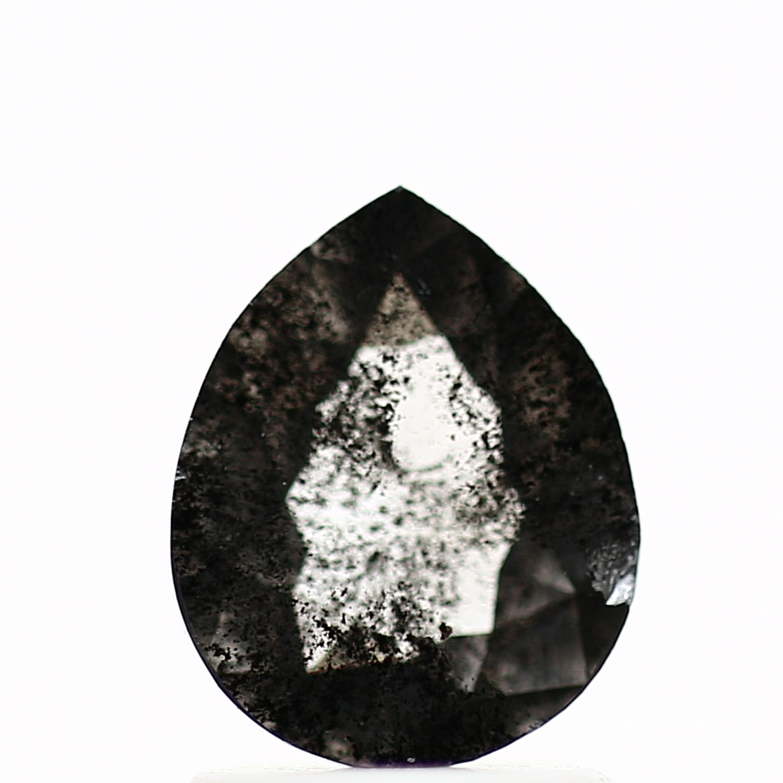 1.12 Carat Natural Diamond Gray Rose Cut Salt and Pepper Pear Diamond 7.98 MM