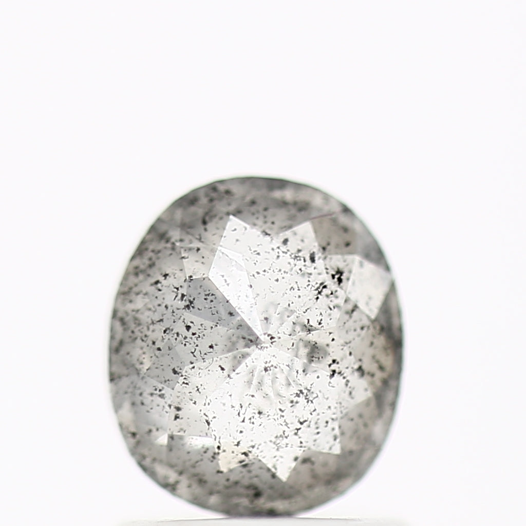 0.97 Carat Oval Gray Rose Cut Salt and Pepper Diamond 6.54 MM