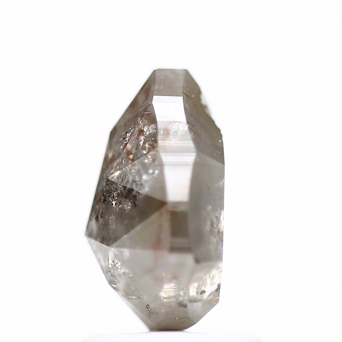 1.99 Carat Pear Rose Cut Salt and Pepper Gray Diamond 8.62 MM