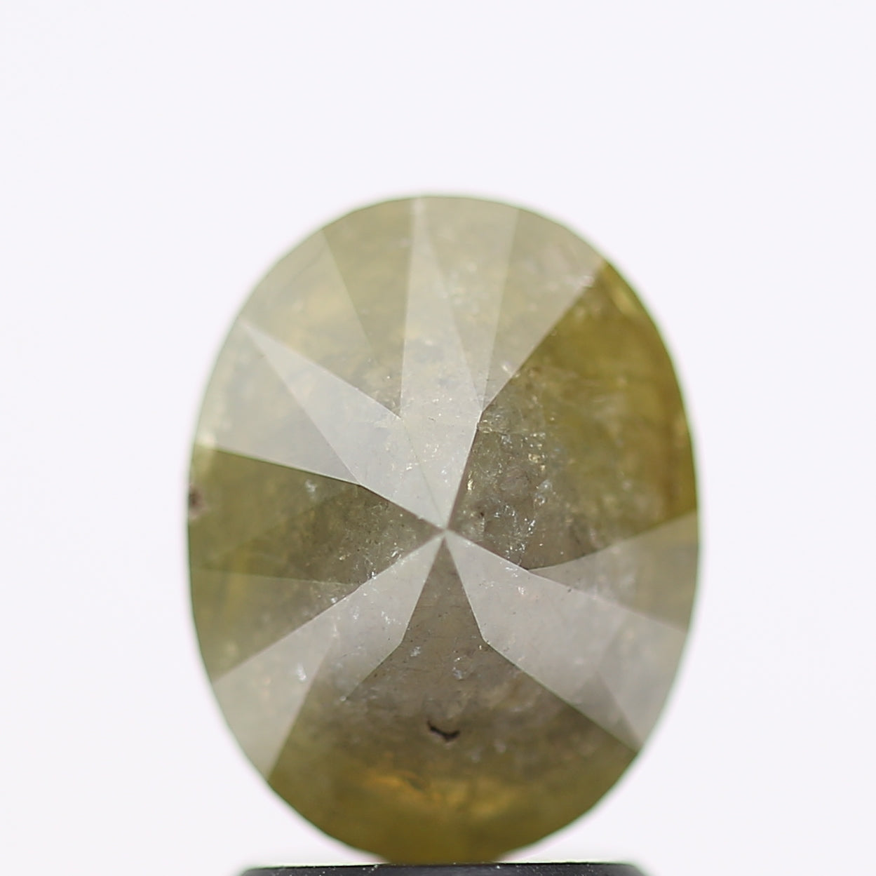 2.12 Carat Natural Yellowish Green Rustic Oval Diamond 9.12 MM