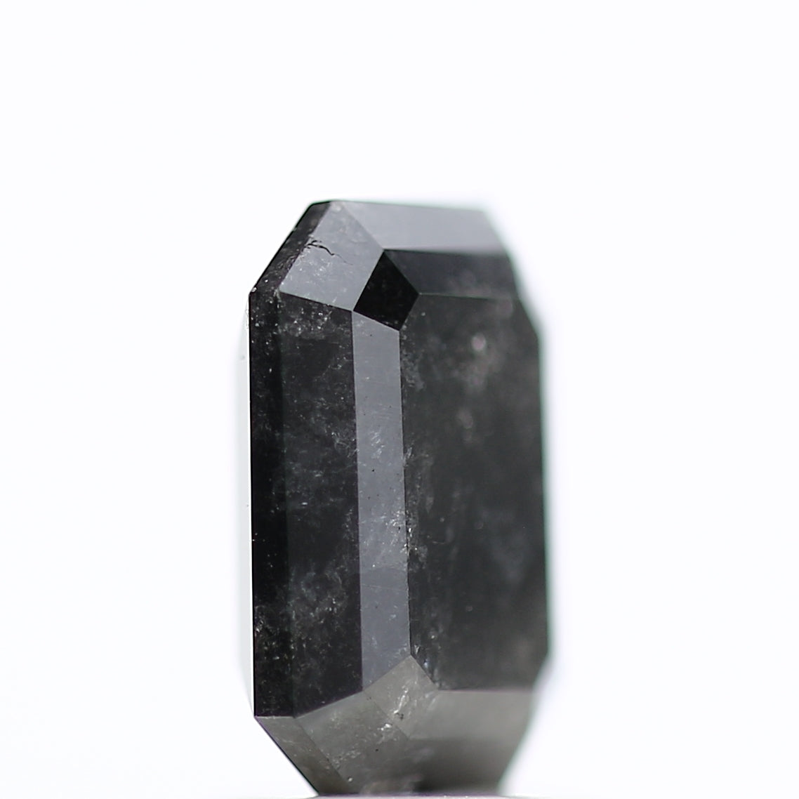 1.81 Ct Natural Color Emerald Cut Black Salt and Pepper Diamond 8.05 MM