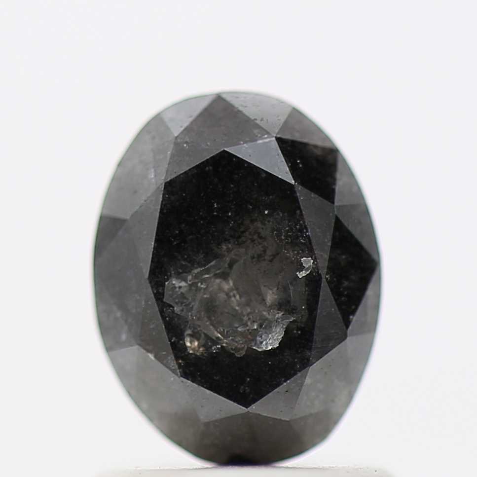 1.07 Carat Black Oval Shape Salt and Pepper Diamond 7.12 MM