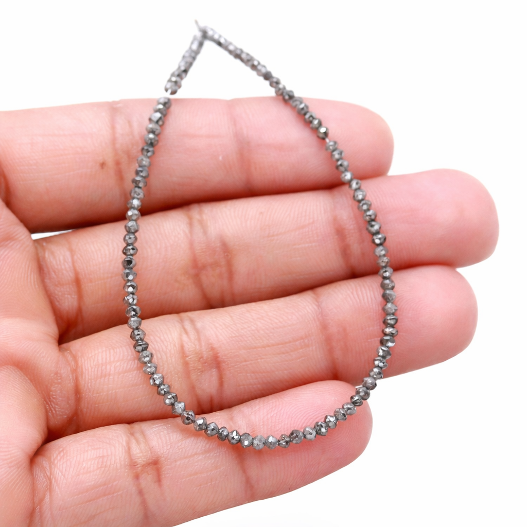 AAA+ Quality 15 Inch Strand Faceted Natural Grey Diamond Beads