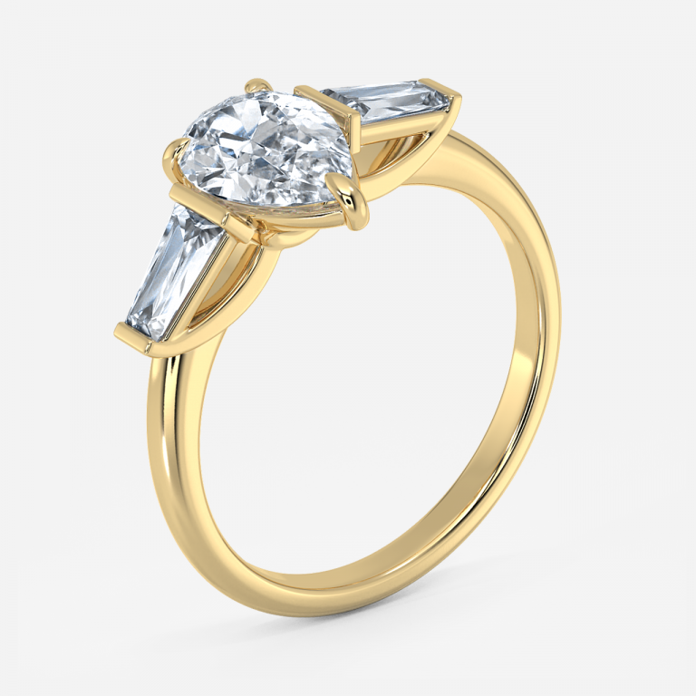 Jeraldine Pear Three Stone Engagement Ring 14K / 18K Solid Gold