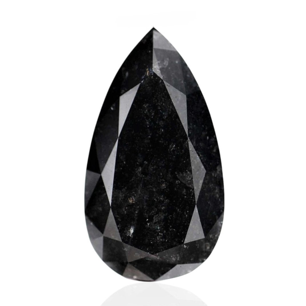 6.58 Carat Natural Elongated Pear Shape Black Diamond For Ring - USA