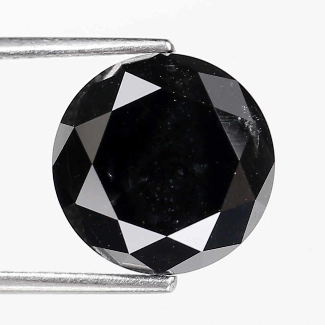 6.73 Carat Natural Round Cut Black Diamond 10.90 MM