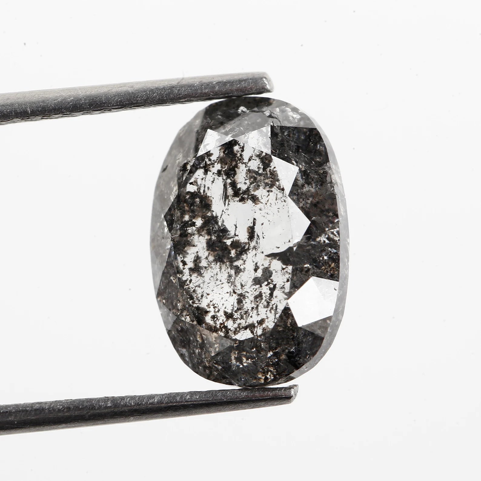 4.09 Carat Natural Oval Salt and Pepper Diamond 11.38 MM