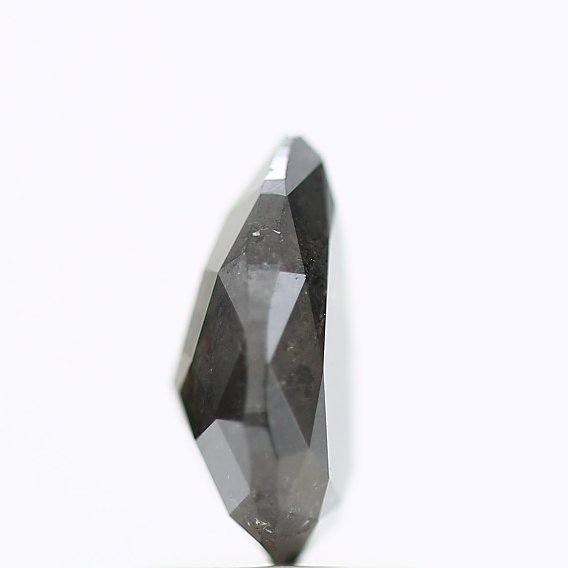 1.38 Carat Brilliant Pear Rose Cut Salt and Pepper Diamond 8.42 MM