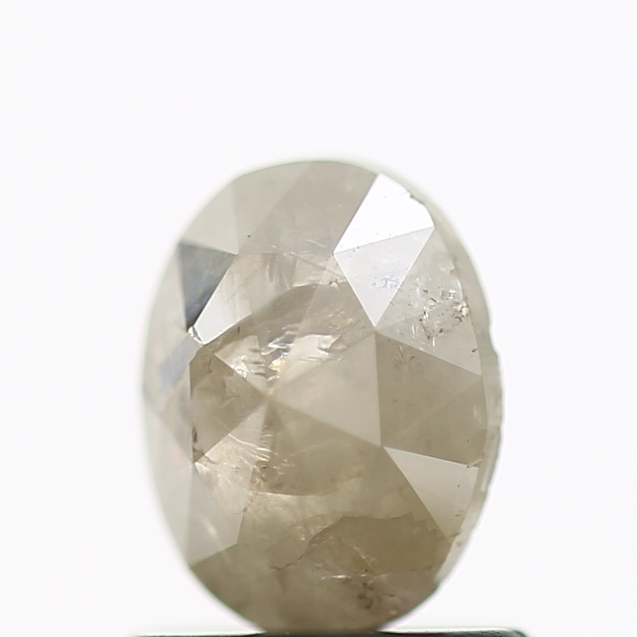 0.72 Carat Natural Rustic Oval Gray Diamond 6.6 MM