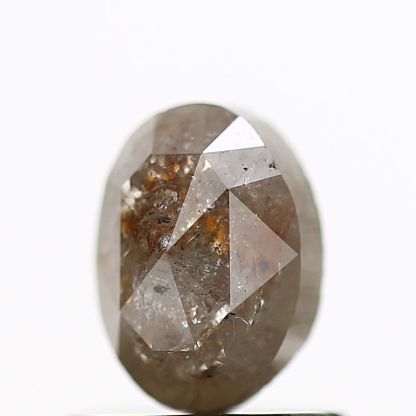 0.77 Carat Natural Rustic Oval Brown Gray Diamond 6.1 MM
