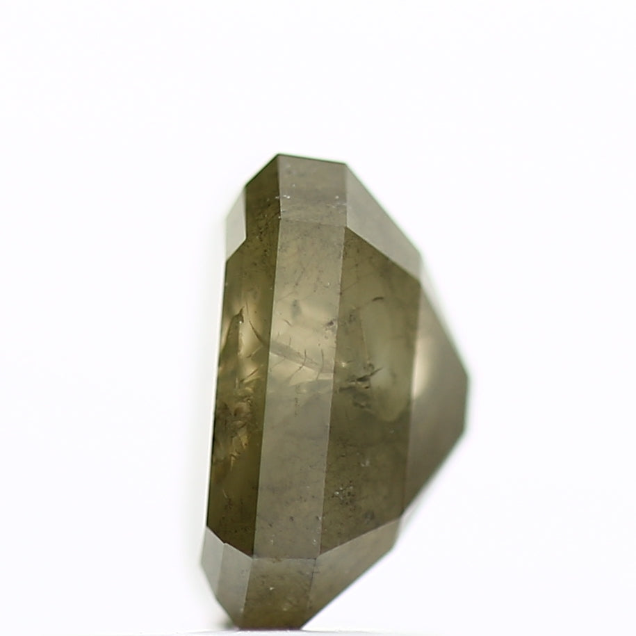 1.23 Carat 6.5 MM Natural Rustic Green Gray Emerald Loose Diamond - Blackdiamond
